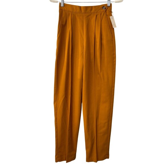 Vintage Lord Isaacs Pleated High Rise Pants Size 6 Mustard Retro Deadstock NEW - Picture 1 of 7